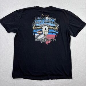 Harley Davidson Black Shirt XL Alamo City San Antonio Cow Skull Flames 2 Sided